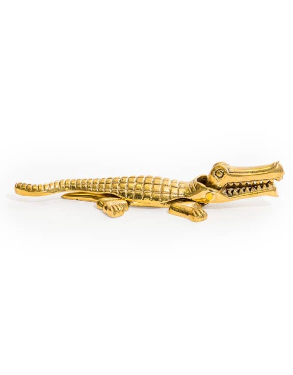 Polished Brass Crocodile Nutcracker